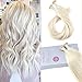 Moresoo 20 inch 50strands/50g I Tip Cold Fusion Hair Extensions White Blonde Color 60 100% Remy Human Hair Extensions Pre Bonded Stick I Tip Hair Extensions