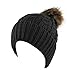 Women's Winter Fleece Lined Cable Knitted Pom Pom Beanie Hat
