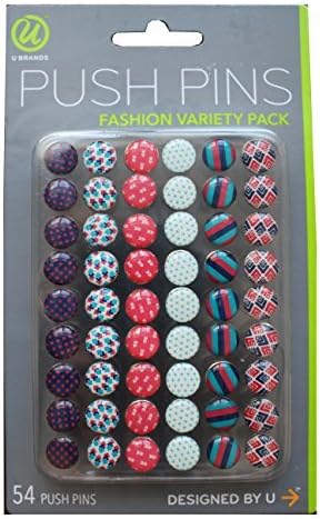 U Brands Fashion Steel Push Pins, Pink Blue &amp; Teal Assorted Colors, 54 Count (00579AANTR) by U Brands LLC