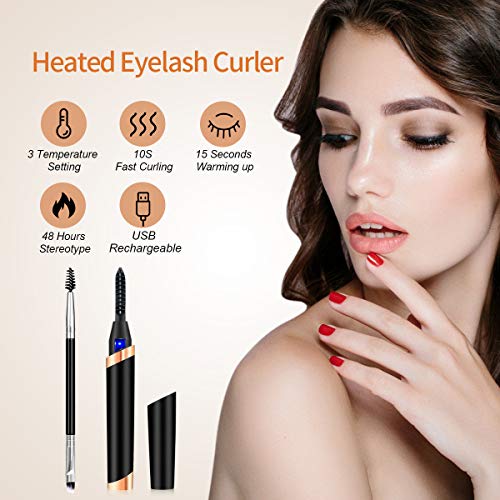 Heated Eyelash Curler, Electric Eyelash Curler, Portable Electric Makeup Eye Lashes Brush [New Upgrade] - Quick Heating Long Lasting, USB Rechargeable Eyelash Curler Tool - Thumbnail 2
