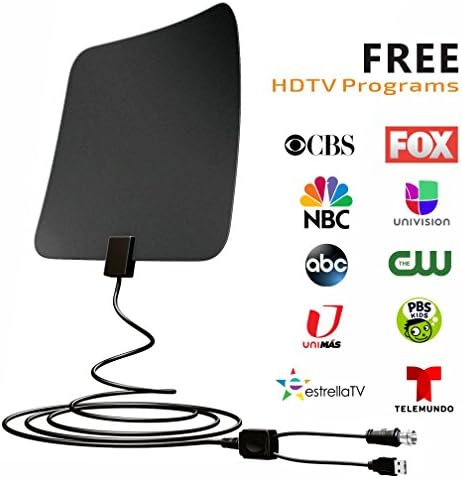 TV Antenna, 50 Mile Range Amplified HDTV Antenna with Amplifier Signal Booster, USB Power Supply and 13 Feet Highest Performance Coaxial Cable