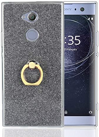Sony Xperia XA2 ULTRA Case, Lyzwn Cute Glitter Sparkle Bling Clear Transparent Shockproof Drop Protection Soft TPU Phone Case Cover With Finger Grip Ring Stand Holder