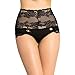 RwalkinZ Women's Sexy Bandage T Back Black Lace Bin High Waist Corset Thongs,Large / 8-10