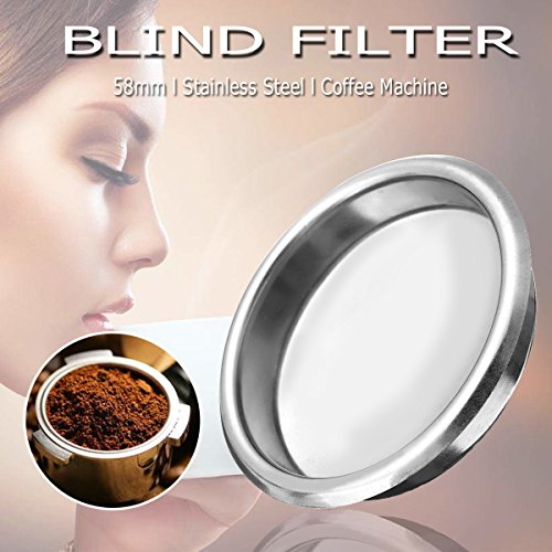 HAPYLY 58mm Metal Blind Filter for Espresso Coffee Machine Maker Back Flush Insert Basket - Thumbnail 5