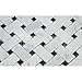 Carrara White Italian (Bianco Carrara) Marble Basketweave Mosaic Tile with Black Marble Dots, Polished