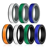 Silicone Wedding Ring for Men, [7 Pack] Silicone Rubber Wedding Bands, Comfortable Fit, Skin Safe, Non-Toxic, Antibacterial - 8mm Wide