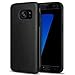 TENDLIN Galaxy S7 Case, Premium Leather Back [Exact-Fit] Flexible TPU Silicone Hybrid Soft Slim Cover Case for Samsung Galaxy S7 (Black Leather)