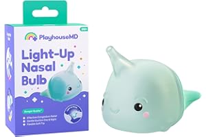 Playhouse MD Booger Buddy Nasal Aspirator Bulb, Narwhal - with LED Light for Babies & Toddlers – BPA-Free Snot Remover for Infant Stuffy Nose and Congestion Relief – Easy to Clean Design