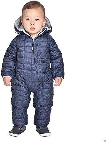 Snozu Infant Baby Boy's Hooded Snowsuit, Blue Denim, 9/12M