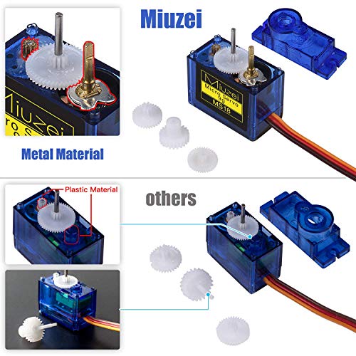 Miuzei 10 pcs SG90 Servo Motor, Micro Servo 9G SG90 Kit for RC Robot