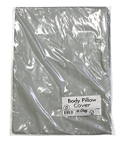 100% Cotton Body Pillow Case Cover (True Gray); 20 x 54 Inches