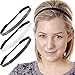 Hipsy Women's Adjustable NO Slip Skinny Tech Sport Headband Multi Packs (Black/White/Brown 3pk)