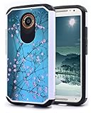 Moto X (2nd Gen) Case, NageBee - Design Premium Heavy Duty Defender Dual Layer Protector Hybrid Phone Cover Case for Motorola Moto X (2nd Generation, 2014) (Hybrid Plum Blossom)