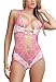Women Teddy Lingerie One Piece Babydoll Mini Bodysuit(Small, Black.)