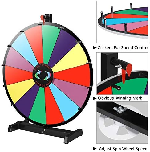 Smartxchoices 24" Spinning Prize Wheel Tabletop 14 Slots Color Fortune Spinning Game Customize with Dry Erase Marker & Eraser Spin to Win for Carnival Trade Show Fortune (24" Tabletop)