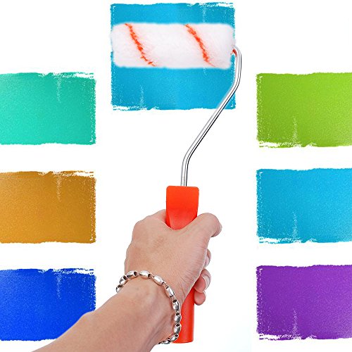 Foam Paint Roller, Roller Frame with Covers, 4 inch Mini Paint Roller Kit with 10-Piece Tool for Home Repair and Professional Painting by Aixpi(White-Orange)