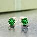 Gem Stone King 14K Yellow Gold Green Simulated Emerald Stud Earrings For Women (1.68 Cttw, 5MM Round)