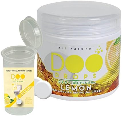 Doo Drops Toilet Odor Eliminating Tablets You Drop In Before You Go- Lemon Scented Drop &amp; Go, No Waiting/62 Flushes