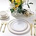 I00000 60pcs Plastic Gold Plates,10.25 inch Gold Rimmed Dinner Plates, White Disposable Plates, Parties or Wedding