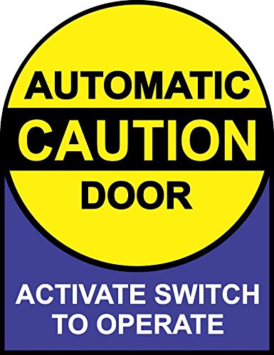 StickerTalk Instructions Caution Automatic Door Vinyl Sticker, 5 inches by 6.5 inches