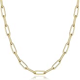 Stainless Steel Paperclip Necklace| Silver Paperclip Chain Necklace |18k Gold Plated Paperclip Chain Necklace| Women's Trendy Layering Necklaces | Choose Length | Fine Chain Necklaces |Hypoallergenic & Comfortable Women's Chain Necklaces 18/20/22/24 Inch