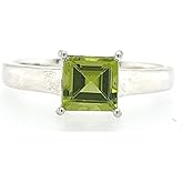Natural 1.25ct Green Peridot 925 Solid Sterling Silver Ring Size 5.75, 6, 6.75, 7, 7.75, 8, 8.75, 9