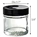 JUVITUS 1 oz / 30 ml Clear Thick Glass Straight Sided Jar With Black Smooth Lids (4 pack)