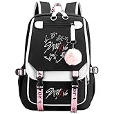 AiHdcy Stray SKZ Kids Backpack Merch, SKZ Book Bag Casual Backpack (Black4)