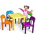 OxGord PLTC-01 Kids Plastic Table and Chairs Set (4 Chairs and 1 Table)