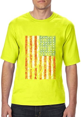 Xekia United States of America Flag Vintage US Flag Unisex T-Shirt Tall Sizes 3X-Large Tall Safety Yellow