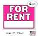 For Rent Signs, 11 x 14 Inch, Neon Fluorescent Pink, Pack of 4