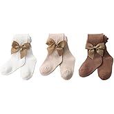 WATOCHE Baby Toddler Girl's Tights Cable Knit Mesh Leggings Little Girl Seamless Stockings Bows Cotton Pantyhose