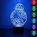 3D Illusion LED Night Light,Threetoo 7 Colors Gradual Changing Touch Switch USB Table Lamp for Holiday Gifts or Home Decorations-BB-8 Model