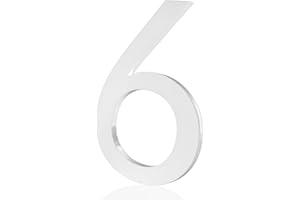 REAVOR 3 Inch Stick on Letters and Numbers, Adhesive House Numbers for Apartment Door Farmhouse Mailbox Office Hotel Outside, Frosted Matte White Acrylic House Number 6