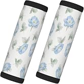 FEODOXO Luggage Handles Wrap Grips 2 PCS - Blue Floral | Easy to Disassemble Grip Soft Protective Wraps, Multi-use for Suitcase, Backpack Shoulder and Car Door Handles