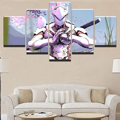 WEPAINT HD Printed Abstract Pictures For Living Room Wall Art Frame 5 Pieces Dove And Genji Overwatch Painting Home Decor Game Poster,Frame,20X35 20X45 20X55cm
