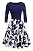HOMEYEE Women's 1950s Vintage Elegant Cap Sleeve Swing Party Dress A009 (M, Dark Blue + 3/4 Sleeve)
