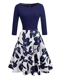 HOMEYEE vestido de fiesta retro años 50, estilo vintage, manga ranglan, elegante, para mujer A009