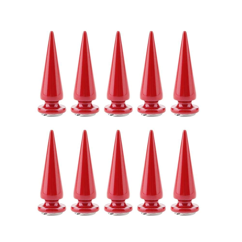 Metal Spike Rivets, 10 Sets 10mm Large Metal Big Tree Spikes and Studs Screw-Back Punk Rivets for DIY Leather Craft Red Red