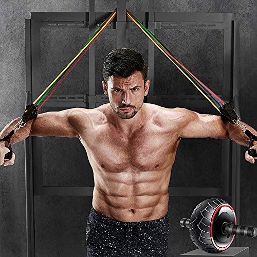 LOBKIN 11 Pack Resistance Bands Set,Include 5 Stackable Exercise Bands with Handles,Legs Ankle Straps & Door Anchor Attachment for Women Men,Home Workouts,Physical Therapy,Gym Training,Yoga