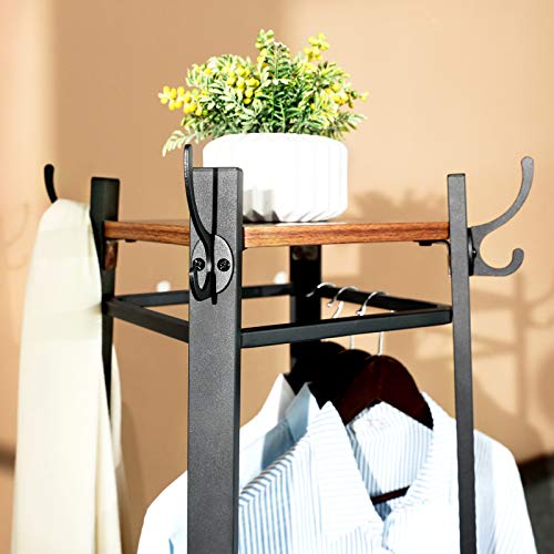 VASAGLE Industrial Coat Rack, Coat Stand with 3 Shelves, Hall Trees