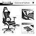 DESINO Gaming Chair Racing Style High Back Computer Chair Swivel Ergonomic Executive Office Leather Chair Video Game Desk Chair with Footrest for Adults (White)