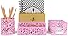 Blu Monaco Pink Desk Organizer for Women - 3 Piece Desk Accessories Set - Letter-Mail Organizer, Sticky Note Holder, Pen Cup - Pink Rose Pattern
