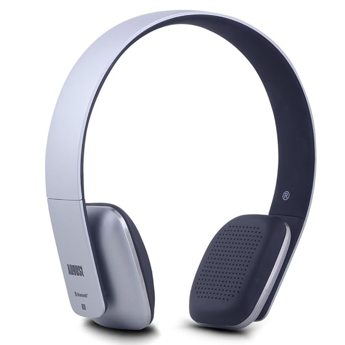 August EP636 - Bluetooth v4.1 NFC Kopfhörer - mit Freisprechfunktion und integriertem 14h Akku - Silber