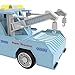 Tow Truck Crane Toys Friction Powered Truck Vehicle for Kids with Lights and Sound, 4 Wheels and 2 Removable Hooks, 1:20 Advanced Simulation Model-Road Administration Series, Blue and White