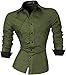 jeansian Men's Slim Fit Long Sleeves Casual Shirts 2028 Armygreen L