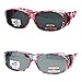 2 Pair Polarized Fit Over Oval Rectangular Sunglasses -8866JP2-Light Red/Floral