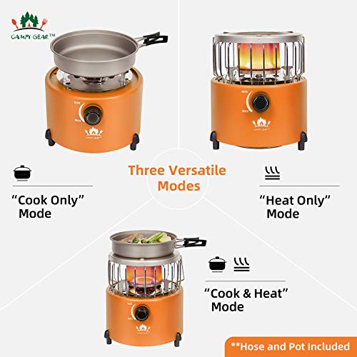 Campy Gear Chubby 2 in 1 Portable Propane Heater & Stove with Hose and