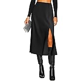 Women's Side Slit A Line Satin Midi Skirt Elastic High Waisted Cheetah Leopard Print Silk Long Skirts for Women