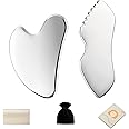 ALOYGUZ Stainless Steel Gua Sha Set Face Massager Metal Gua Sha Facial Tools Body Lymphatic Drainage Massager Guasha Sculpting Tool Skin Care Gifts for Women
